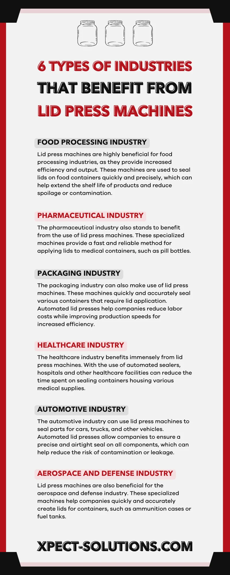 6 Types of Industries That Benefit from Lid Press Machines